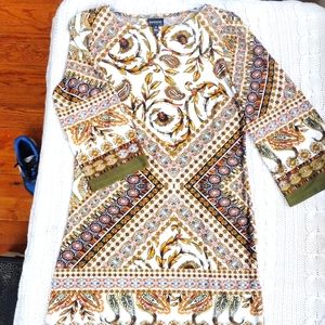 Olive Green Floral Enfocus Studio Dress Size 8